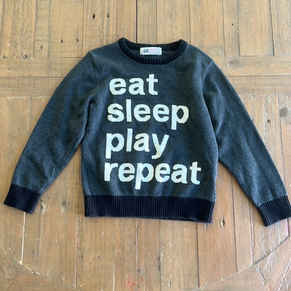 H&M gray eat sleep play repeat sweater